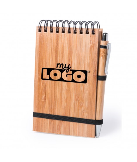 Carnet de notes avec stylo en bambou - Gadgets publicitaires - Cadeaux