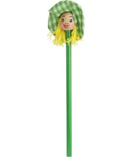 crayon à papier vert personnalisé avec tête de poupée