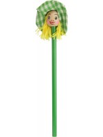 crayon à papier vert personnalisé avec tête de poupée