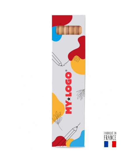 Boîte de 6 crayons de couleurs publicitaires à personnaliser