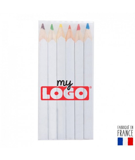 Etui publicitaire 6 crayons couleur en bois totalement personnalisable