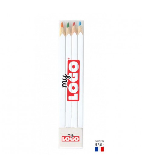 Set of 4 colored pencils 150mm Customizable MadeInFrance