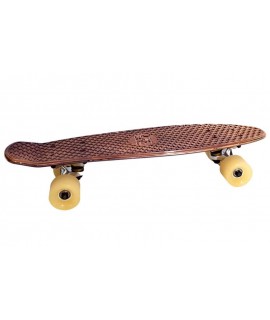 Beau skateboard métallisé personnalisé pour IKKS par Marketing Création. Cruiser avec placage métal couleur bronze.