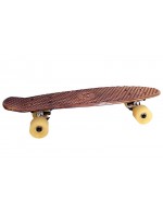 Beau skateboard métallisé personnalisé pour IKKS par Marketing Création. Cruiser avec placage métal couleur bronze.