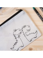 Trousse à colorier à personnaliser avec crayons gras - Motifs dinosaures à colorier - Objet publicitaire de coloriage