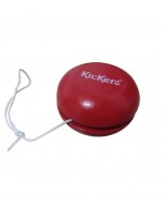 objet publicitaire, yoyo en bois rouge pour la marque Kickers - Goodies yo-yo