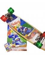 Beau skateboard en bois personnalisé à la marque Kickers pour un concours. Objet publicitaire enfant.