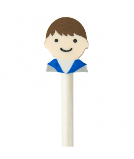 Crayon de mine en bois avec gomme en forme d'enfant - Objet publicitaire enfant