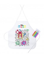 Tablier à colorier publicitaire - Goodies enfant 2 en 1 : tablier et coloriage - Cadeau publicitaire utile et ludique