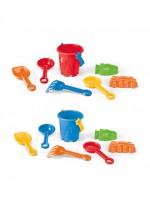 Kit de jouets de plage publicitaire avec seau, pelle, moules...etc. - Goodies enfant pour l'été à personnaliser d'un logo