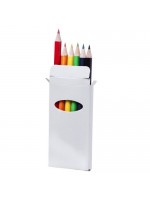 Boite de 6 crayons de couleur publicitaire pour enfants - objet personnalisé pour enfant - boîte de crayon blanche personnalisée