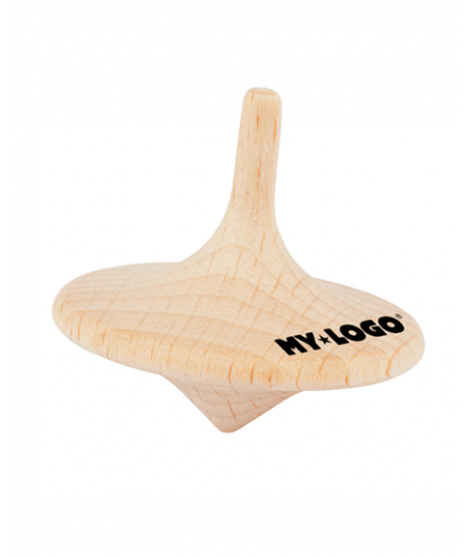 Personalized wooden spinning top with logo - eco-friendly child goodies