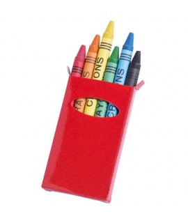 Boîte de crayons cires à personnaliser rouge - goodies promotionnel enfant de coloriage