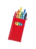 Boîte de crayons cires à personnaliser rouge - goodies promotionnel enfant de coloriage