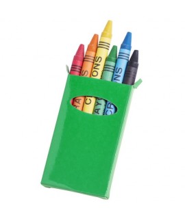 Crayons gras dans boîte personnalisée verte avec logo - goodies promotionnel enfant pour coloriage