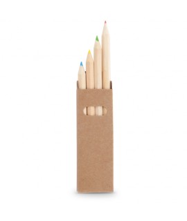 Boîte publicitaire de 4 crayons en bois naturel pour enfants - Goodies loisir créatif et coloriage